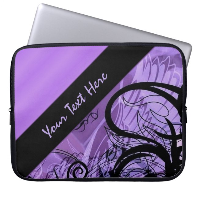 Personligens Lila och Svarta Mönster Sleeven Laptop Sleeve (Framsidan)