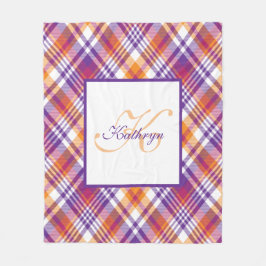 Personligens Lila, Orange och vitt skvällt Fleecefilt