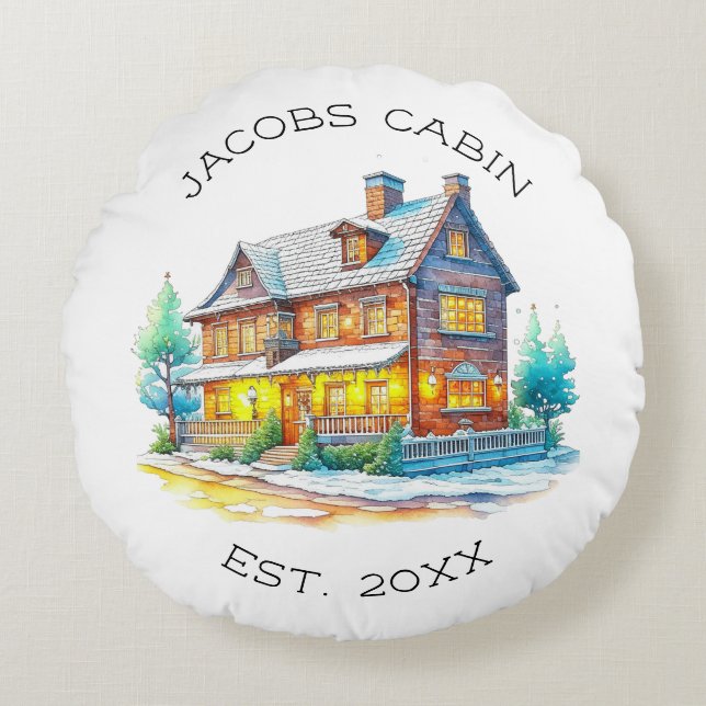 Personligens logg Cabin-jul Rund Kudde (Framsidan)