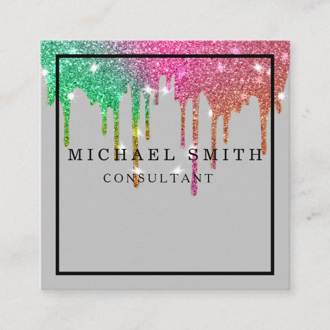 Personligens minimalistiska moderna QR-Logotyp Fyrkantigt Visitkort (Framsida)