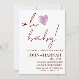 Personligens minimalistiska Oh Baby meded Baby Sho Inbjudningar