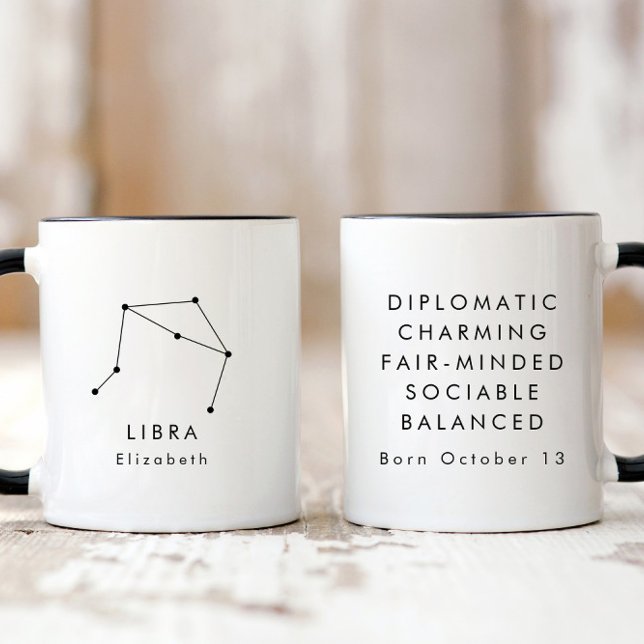 Personligens minimalistiska zodiaktecken för Libra Mugg (Skapare uppladdad)