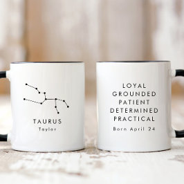 Personligens minimalistiska zodiaktecken för Tauru Mugg