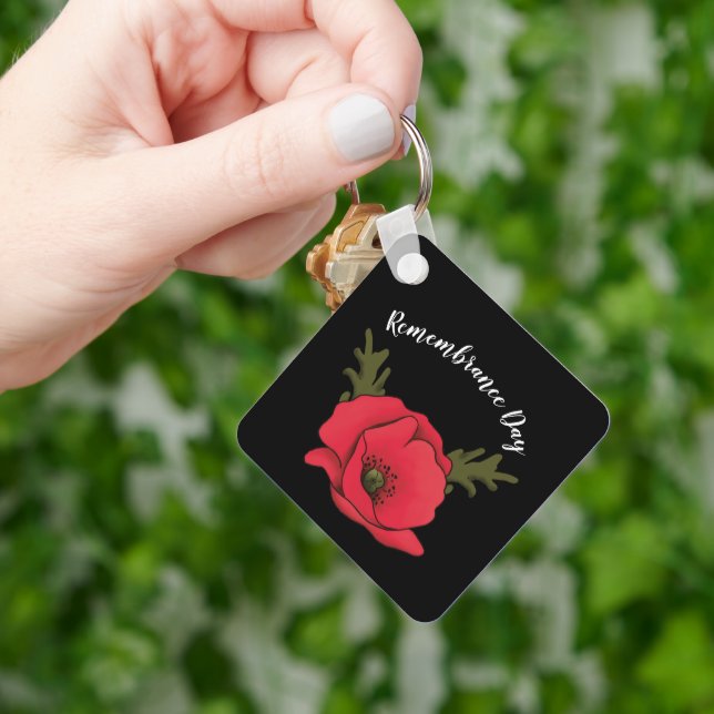 Personligens minnesdag Red Poppy Keychain Nyckelring (Hand)