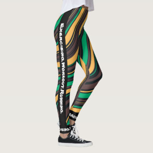 Personligens moderna marble l Black Grönt gult Leggings