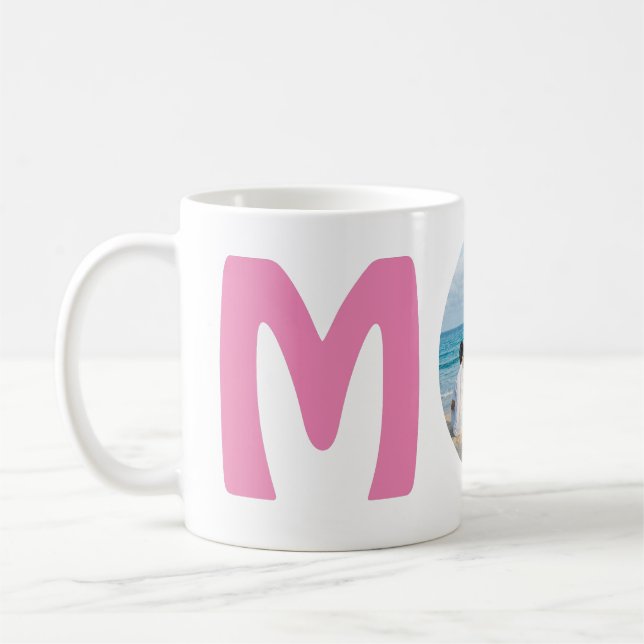 Personligens moderna rosa Mamma-foto med enkel ele Kaffemugg (Vänster)