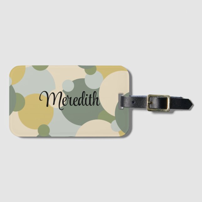 Personligens molekyler av grönt gult bagagetagg bagagebricka (Framsida horisontal)