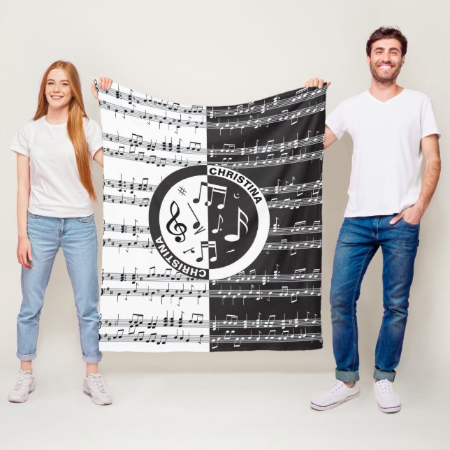 Personligens musikpoängdesign fleecefilt (På plats)