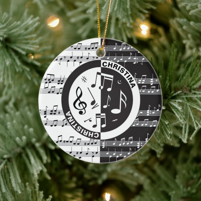 Personligens musikpoängdesign julgransprydnad keramik (Träd)