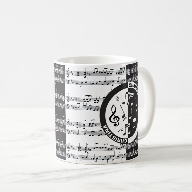 Personligens musikpoängdesign kaffemugg (Framsida höger)