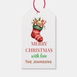 Personligens Nalle och julklapp Presentetikett