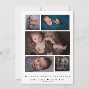 Personligens nya fotofödelse med 5 bilder Baby Meddelande
