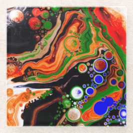 Personligens Orange, Blått, Grönt, Svart Fluid Art