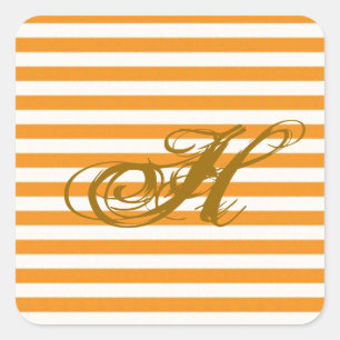 Personligens Orange stripe Fyrkantigt Klistermärke