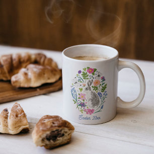Personligens Påskhare och blomma Kaffemugg