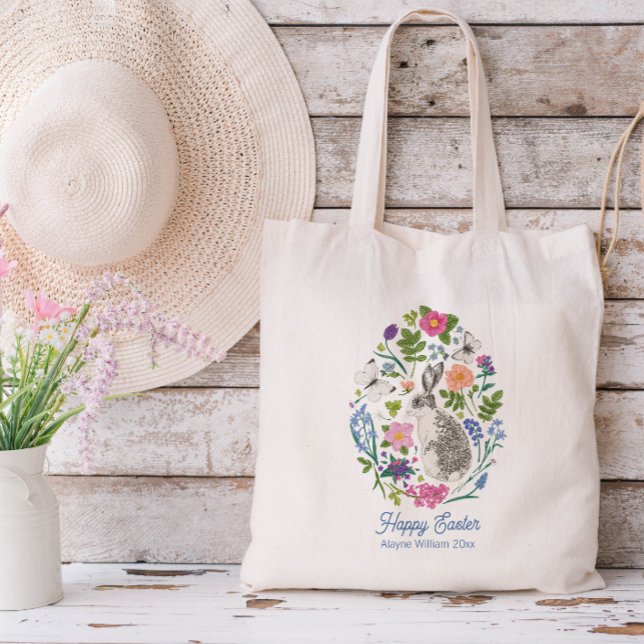 Personligens Påskhare och blomma Tygkasse (Skapare uppladdad)