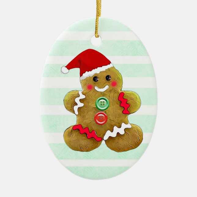 Personligens Pepparkaksgubbe jul Julgransprydnad Keramik (Framsidan)