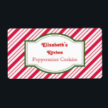 Personligens pepparmint-etiketter<br><div class="desc">Peppermint candy rand dekorerar dessa helgdag i roligten. Anpassa informationen till kostym efter dina behov. Använda dessa etiketter till köket,  presenter,  bakverk osv..Formgivningarna kommer från originalteckningen.</div>