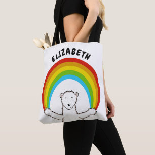 Personligens Polar Bear och regnbåge Tygkasse