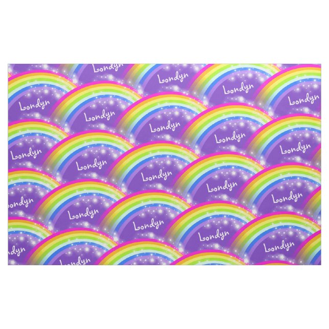 Personligens regnbågsstjärnor lila mönster tyg (Fat Quarter)