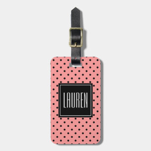 Personligens resgodsagenummer korall polka dots bagagebricka