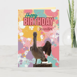 Personligens Roligt, färgat Pelican Birthday Card Tack Kort