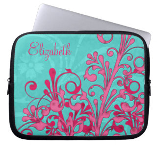 Personligens Rosa och Blommigt Laptop sleeve i  Aq