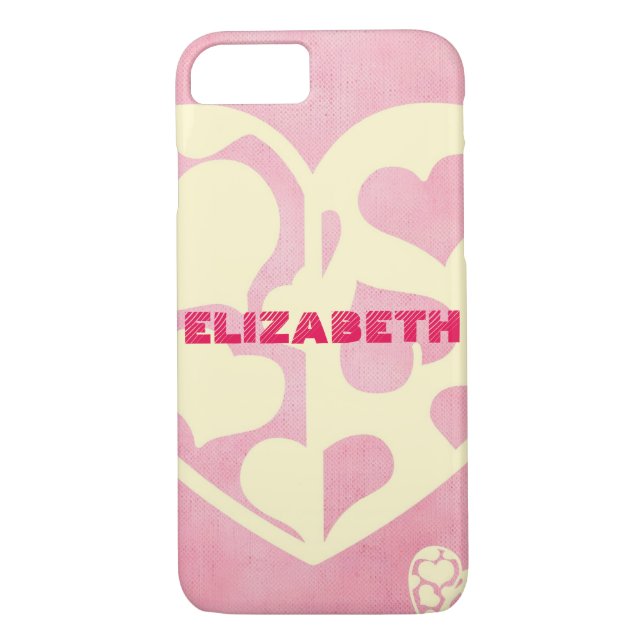 Personligens Rosa och Gult Heart Case-Mate iPhone Skal (Baksida)