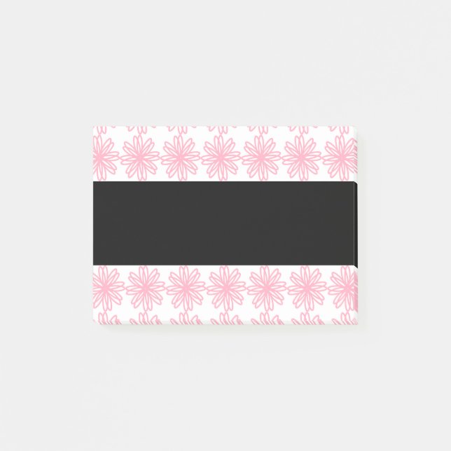 Personligens Rosa och svarta Blommigt Post-it Block (Framsida)