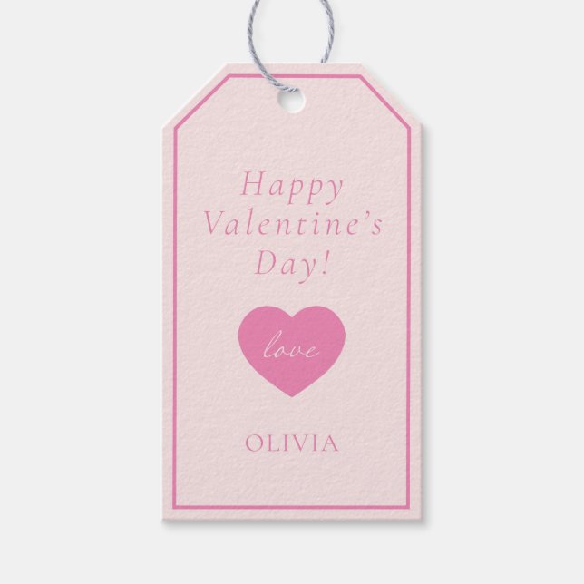 Personligens Rosa skapade Valentindagen Presentetikett (Framsidan)