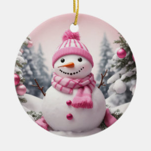 Personligens Rosa Tema jul Snögubbe Julgransprydnad Keramik