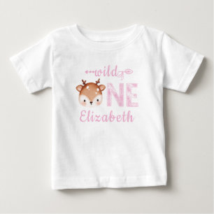Personligens Rosa VILD EN Hjort första födelsedag T Shirt
