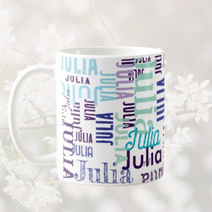 Personligens skuggor av blå typografi kaffemugg