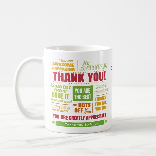 Personligens Tack-utvärderingsmeddelande Kaffemugg (Vänster)