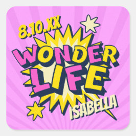 Personligens Tecknad födelsedag Fyrkantigt Klistermärke