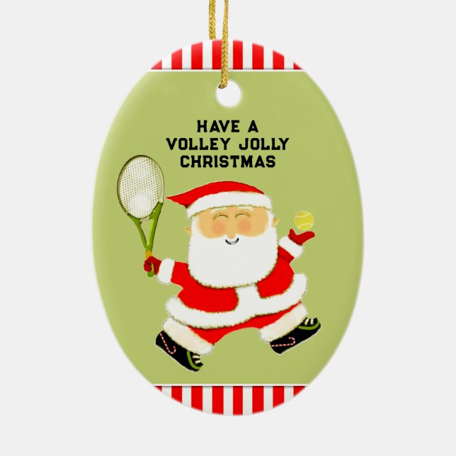 personligens tennisutrustning julgransprydnad keramik (Baksidan)
