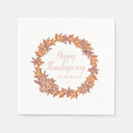 Personligens Thanksgiving | Vattenfärg Höst löv Pappersservett