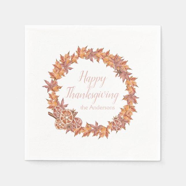 Personligens Thanksgiving | Vattenfärg Höst löv Pappersservett (Framsidan)