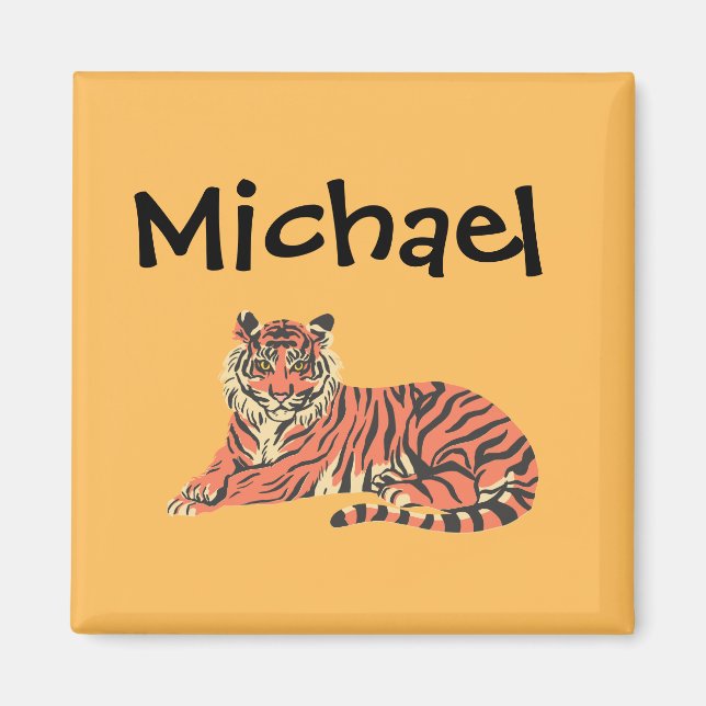 Personligens tiger-magnet med eget namn magnet (Framsidan)