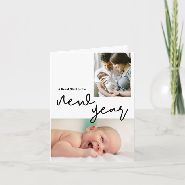 Personligens Underbara start av nyårsfoto Baby Helgkort (Framsida)