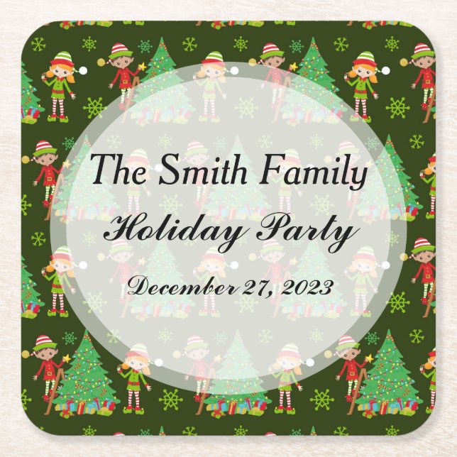 Personligens Underlägg Jul Papper Kvadrat (Framsidan)