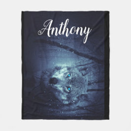 PERSONLIGENS VARG i SNÖ Fleecefilt