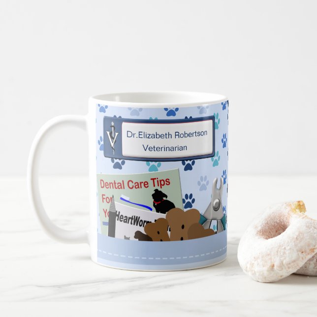 Personligens veterinärmedicinska utformning i ljus kaffemugg (Med munk)
