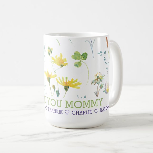 Personligens Vild blommar upp Lägg till egen text Kaffemugg (Framsida höger)