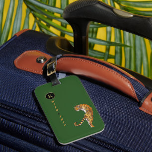 Personligens Vild och fritt som Tigers Monogram Bagagebricka