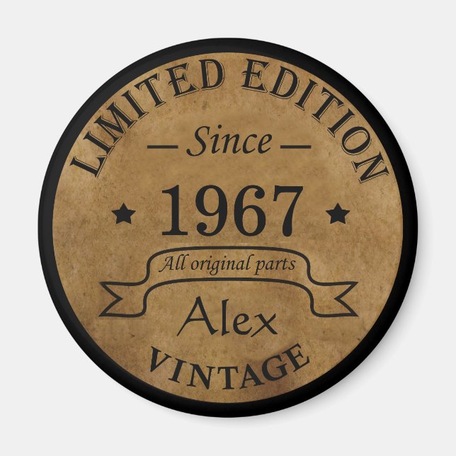 Personligens vintage 45-årsgåvor magnet (Framsidan)