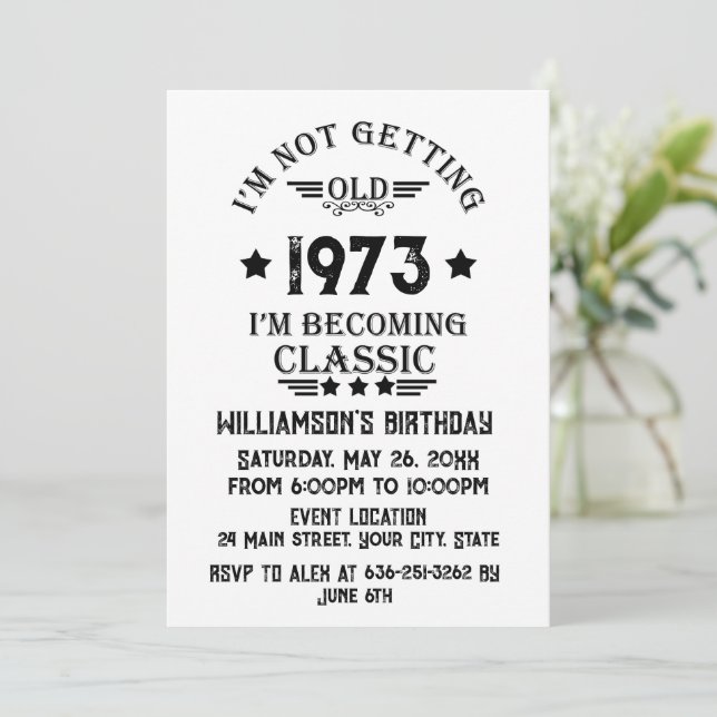 Personligens vintage 50:e födelsedagsfesten inbjudningar (Stående Fram)