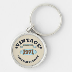 Personligens vintage 55:e födelsedagsfesten rund silverfärgad nyckelring