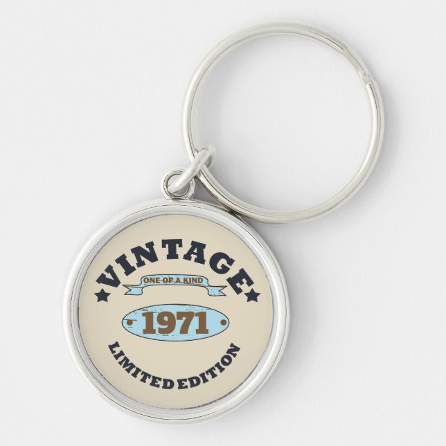 Personligens vintage 55:e födelsedagsfesten rund silverfärgad nyckelring (Framsidan)