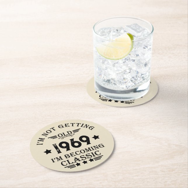 Personligens vintage 55:e födelsedagsfesten underlägg papper rund (Insitu)